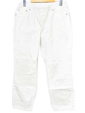 CHICO’S White Stretch Denim Pull-On Capri Pants Coastal Minimalist